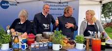 Kochshow mit Bjoern Freitag am ITM 2024 v.l.: Jutta Kuhles, Markus Hedderich, Björn Freitag und Julia Jacob